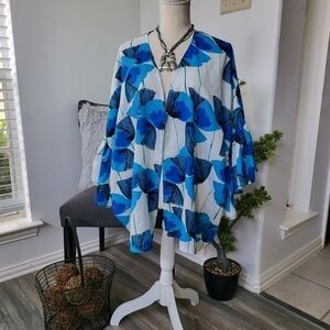 L.I.B Kimono Tunic Blouse Poncho Duster Top Women One Size